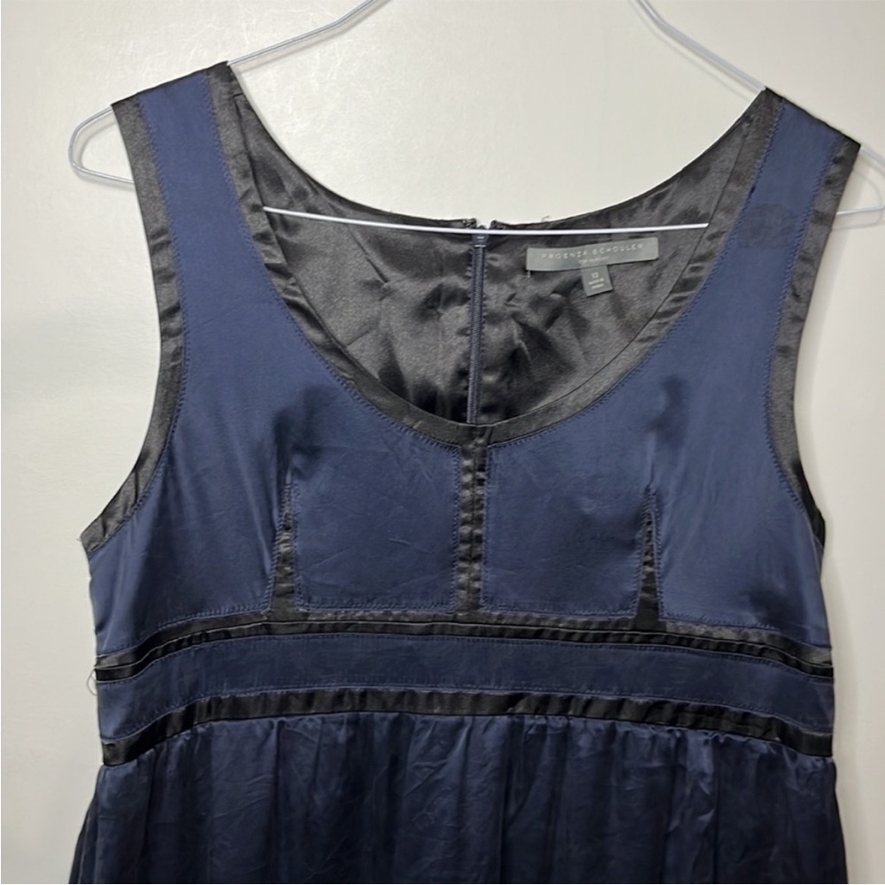 Proenza Schouler for Target 100%silk Navy/black trim  Sleeveless dress Size 13 - Picture 5 of 11